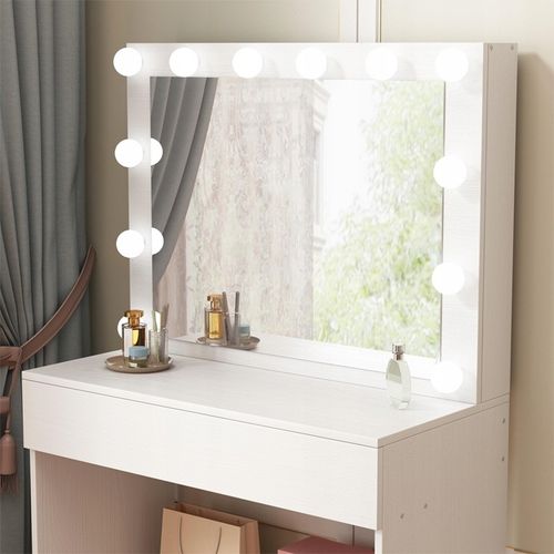 TOALETKA KOSMETYCZNA MAKIJAŻU WIZAŻU Z LUSTREM LED NOWOCZESNA LOFT GLAMOUR na Arena.pl