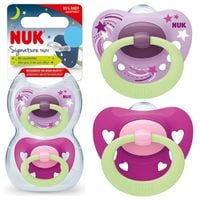 NUK Smoczek uspokajający silikonowy SIGNATURE NIGHT 2szt. różowe 0-6 m