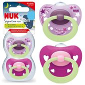 NUK Smoczek uspokajający silikonowy SIGNATURE NIGHT 2szt. różowe 0-6 m