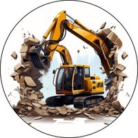 Opłatek na tort Urodziny Koparka Spych Spychacz Ładowacz Maszyna Budowlana