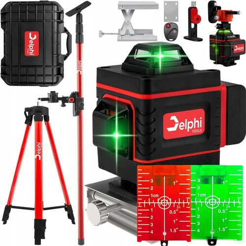 LASER KRZYŻOWY Poziomica Laserowa 16 Linii + STATYW 115cm Zielony + na Arena.pl