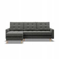 NAROŻNIK ELMA CIEMNY SZARY KANAPA Rozkładana Funkcja Spania Wygodna Rogówka