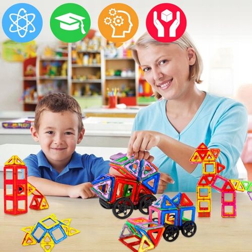 MAGNETYCZNE KLOCKI KONSTRUKCYJNE, ZESTAW 105 PŁYTEK MAGNETYCZNYCH, PREZENT na Arena.pl