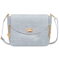 VERA PELLE torebka damska skórzana listonoszka kroko z paskiem V532 j.szara