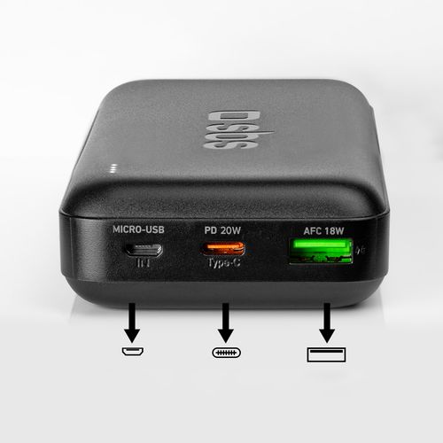 Powerbank 20000 mAh PD USB-C USB-A Micro-USB 20W - czarny na Arena.pl