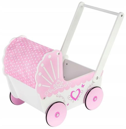 Wózek Dla Lalek Drewniany Chodzik Pchacz Antypoślizgowe Koła Super Wygląd na Arena.pl