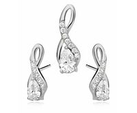 Rodowany srebrny podłużny komplet białe cyrkonie srebro 925 Z0720K_W