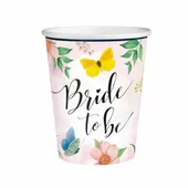 Kubeczki papierowe Bride to Be kwiaty, 6 szt.