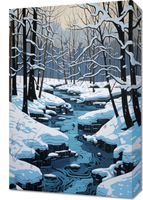 Obraz 40x60cm Rzeka przy Zimowej Porze