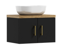 Szafka łazienkowa wisząca MARKUS 60  czarna z umywalką BLANCO (W7)