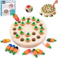 GRA MEMORY PAMIĘĆ MARCHEWKI DREWNIANA UKŁADANKA MONTESSORI PAMIĘCIOWA