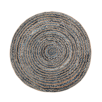 Dywan okrągły z juty ø 120 cm niebiesko-beżowy MASLAK