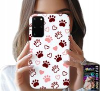 ETUI DO SAMSUNG GALAXY S20 PLUS - PSIE ŁAPKI NA BIAŁYM TLE, PIES, KOT, MIŚ