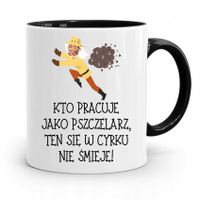 Kubek Czarny Dla Pszczelarza W Cyrku Nie Smieje Z Nadrukiem Ze Zdjęciem