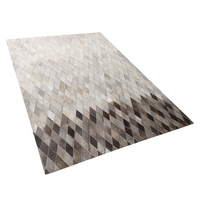 Dywan patchwork skórzany 140 x 200 cm biało-szary MALDAN