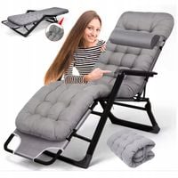 OGRODOWY LEŻAK PLAŻOWY PODUSZKA ROZKŁADANY WYGODNY SZARY IDEAL GARDEN