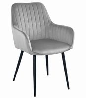Krzesło tapicerowane SOLDEN aksamit srebrno-szare nogi czarne