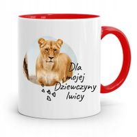 Kubek Czerwony Dla Dziewczyny Dziewczyna Lwica Z Nadrukiem Ze Zdjęciem