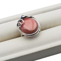 Pierścionek regulowany - Rodochrozyt koło w srebrze oksydowanym