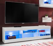 Szafka RTV LED Salon Nowoczesna Biały LED 140x35 Pokój