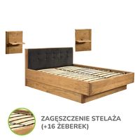 Łóżko dębowe Orio z zagęszczonym stelażem 180x200 + panel lewy i prawy