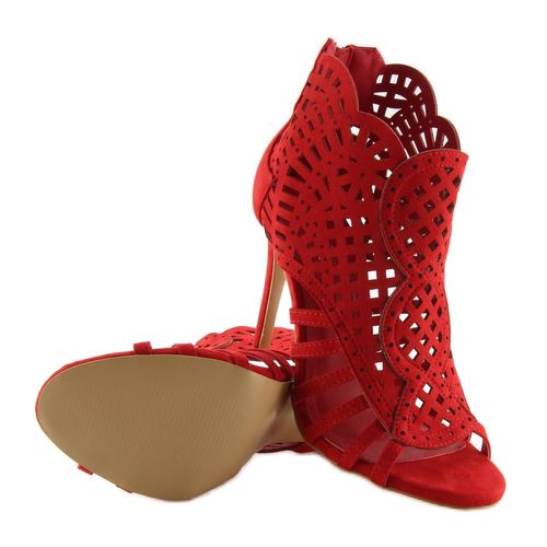 Botki ażurowe open toe czerwone M286 Red r.40 na Arena.pl