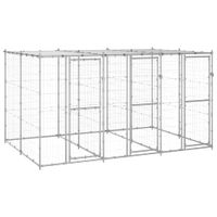 Kojec dla psa, z zadaszeniem, stal galwanizowana, 7,26 m²