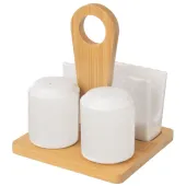 Przyprawnik na sól pieprz stojak serwetki porcelanowy zestaw 3 el.