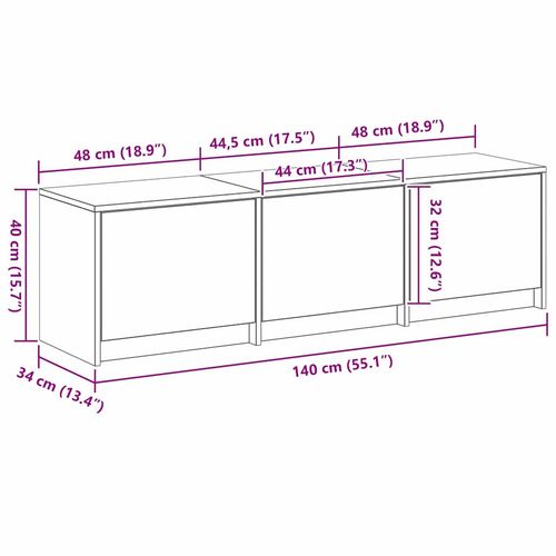 Szafka RTV Czarny dąb 140 x 34 x 40 cm Materiał drewnopochodny na Arena.pl