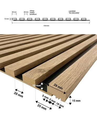 LAMELE ŚCIENNE DĄB WOTAN NA PŁYCIE CZARNEJ 510x2750mm na Arena.pl