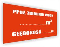 Tabliczka Ppoż. zbiornik wody ... m3 głębokość ... m nadruk 20x15 cm