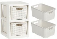 REGAŁ KOMODA STOJAK Z 2 KOSZAMI RATTAN BRANQ 1727A