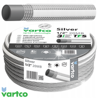 ZESTAW 3 ELEM. WĄŻ OGRODOWY SILVER 1/2" 50M + 2X ZŁĄCZKI DO WĘŻA 1/2"