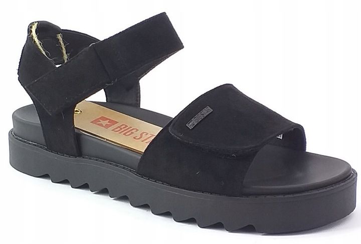 SANDAŁY DAMSKIE NA PLATFORMIE EKO ZAMSZ BIG STAR NN274700 CZARNE 39 zdjęcie 4