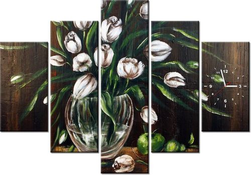 105CM 150CM ZEGAR 5 ELEM TULIPANY DRUK OBRAZ na Arena.pl