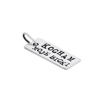 Fit Kolekcja - Zawieszka na łańcuszek srebrna blaszka KOCHAM MOJE BICKI