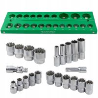 ROCKFORCE NASADKI KRÓTKIE 12-KĄT. 22szt.1/2" 10-32mm WKŁADKA PÓŁKA