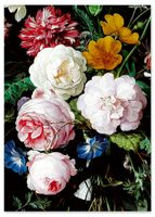 Plakat cyfrowy do wydruku kwiaty czarne tło