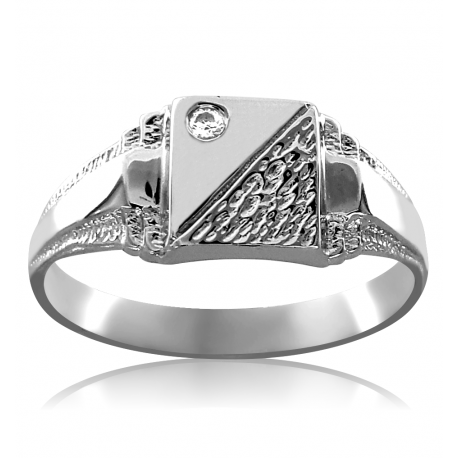 SREBRNY SYGNET Z CYRKONIĄ PRÓBA SREBRA 925 GRAWER GRATIS zdjęcie 1