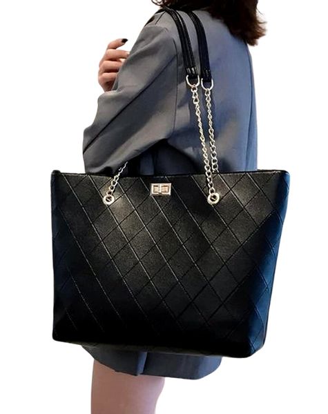 Czarna Damska Skórzana Pojemna Torba A4 Torebka zdjęcie 7