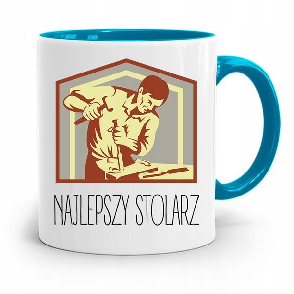 Kubek Błękitny Stolarza Najlepszy Stolarz Z Nadrukiem Ze Zdjęciem zdjęcie 1