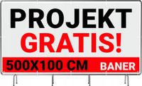BANER REKLAMOWY plandeka 5x1m 510g powlekany + LAKIER UV PROJEKT GRATIS