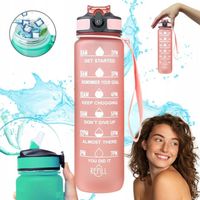 BUTELKA NA WODĘ BIDON SPORTOWY Z MIARKĄ Z PODZIAŁKĄ NA SIŁOWNIE FITNESS 1L