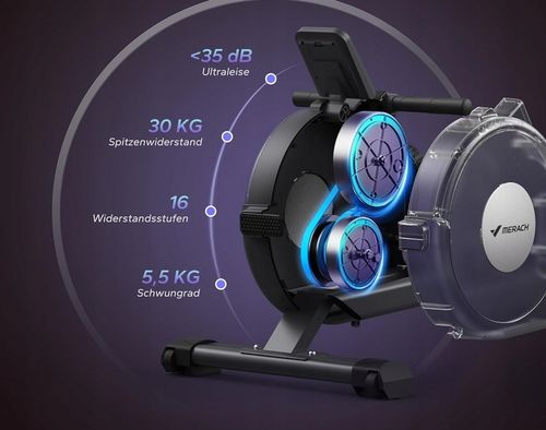 MERACH Wioślarz do 160 kg do domu magnetyczny Bluetooth 16 poziomami oporu na Arena.pl