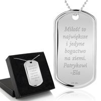 Srebrny Nieśmiertelnik Prezent dla niego dla chłopaka dla męża + GRAWER