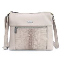VEZZE torebka damska skórzana listonoszka kroko z paskiem V022 kremowa