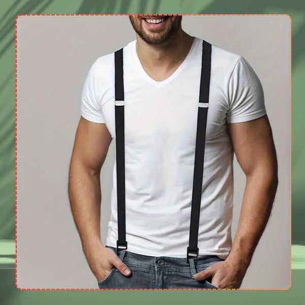 Elastyczne szerokie szelki czarne męskie mocne do spodni outdoorowe zdjęcie 9