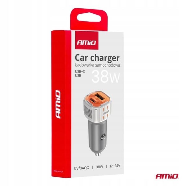 Ładowarka samochodowa USB-A+ USB-C 38W AMIO-03883 zdjęcie 6