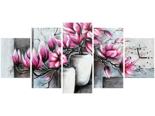 70CM 150CM ZEGAR 5 ELEM MAGNOLIE WAZONACH DRUK OBRAZ na Arena.pl