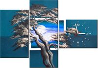 100CM 70CM ZEGAR 3 ELEM LAZUROWY ZACHÓD SŁOŃCA ŚCIENNY OBRAZ